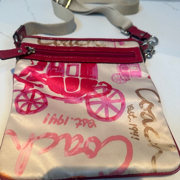 Coach Watercolor Print with  Horse & Carriage  Sateen Crossbody - Picture 6 of 9
